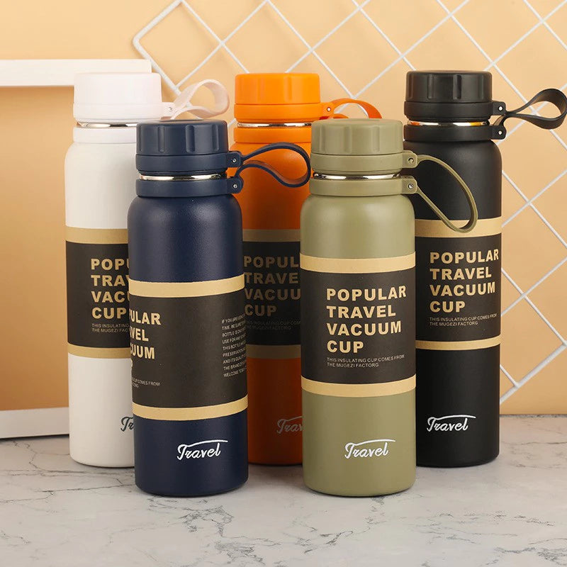 Garrafa Térmica em Aço Inoxidável 650ml / 850ml / 1100ml – Travel à Vácuo, Esportiva e Antivazamento