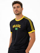 Camiseta Retrô Brasil Bordada bandeira