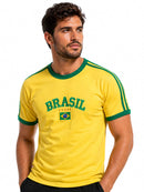 Camiseta Retrô Brasil Bordada bandeira