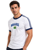 Camiseta Retrô Brasil Bordada bandeira